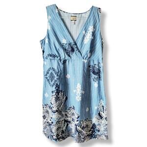 GH Bass Heritage Blue Cotton Sundress 14 Preppy Coastal Casual Beach Summer NEW